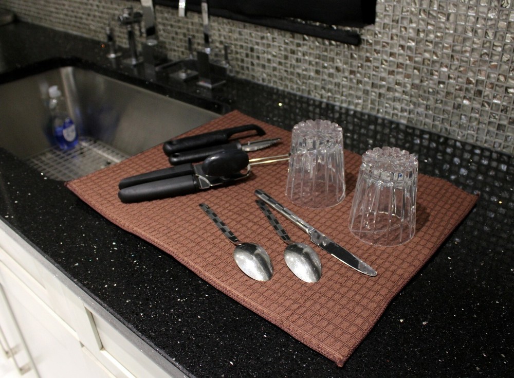 2 Pack Microfiber Dish Drying Mat Pad Kitchen Counter Reversible Super Absorbent