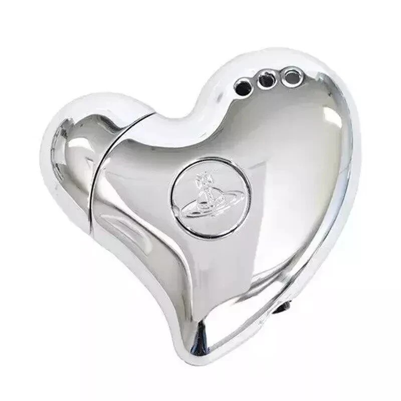 Vivienne Westwood Orb Heart Shape Electronic Gas Lighters Silver New With Box