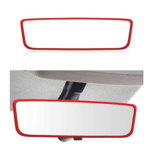 Rear View Mirror Protector Frame, Soft Silicone Auto Rear View Mirror Red