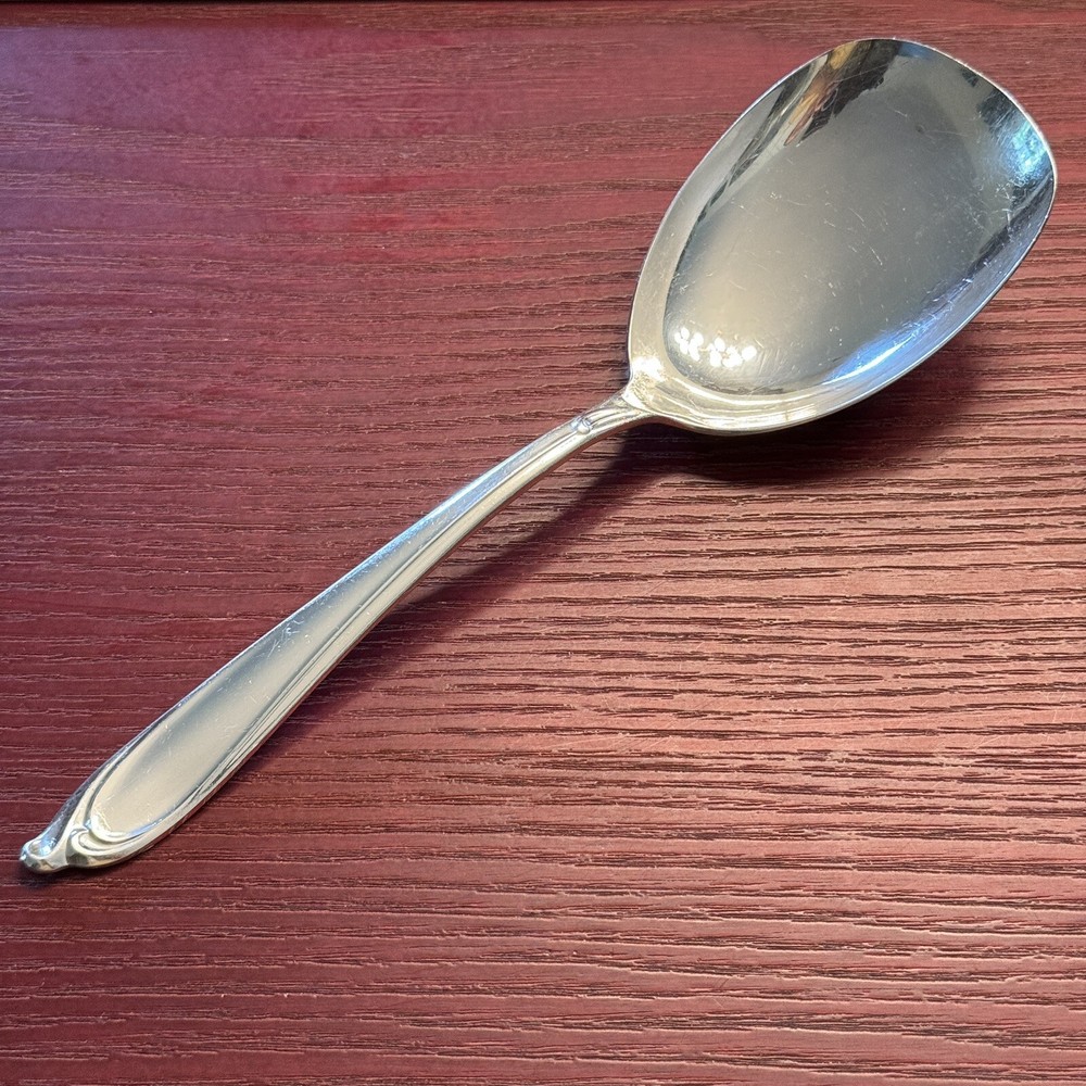 International Deep Silver HAPPY ANNIVERSARY Casserole Solid Serving Spoon C1960