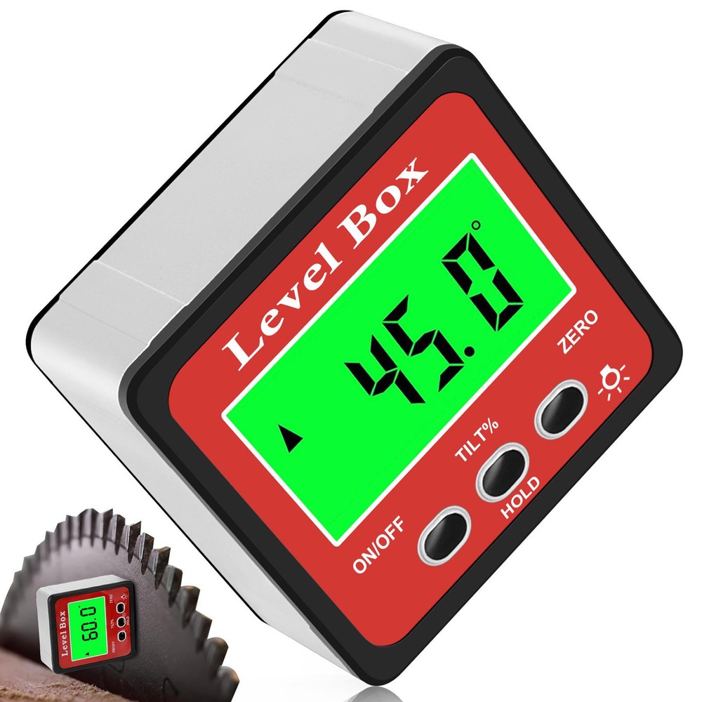 Digital Angle Finder Level Gauge Measuring Tools Magnetic Protractor Box Bevel