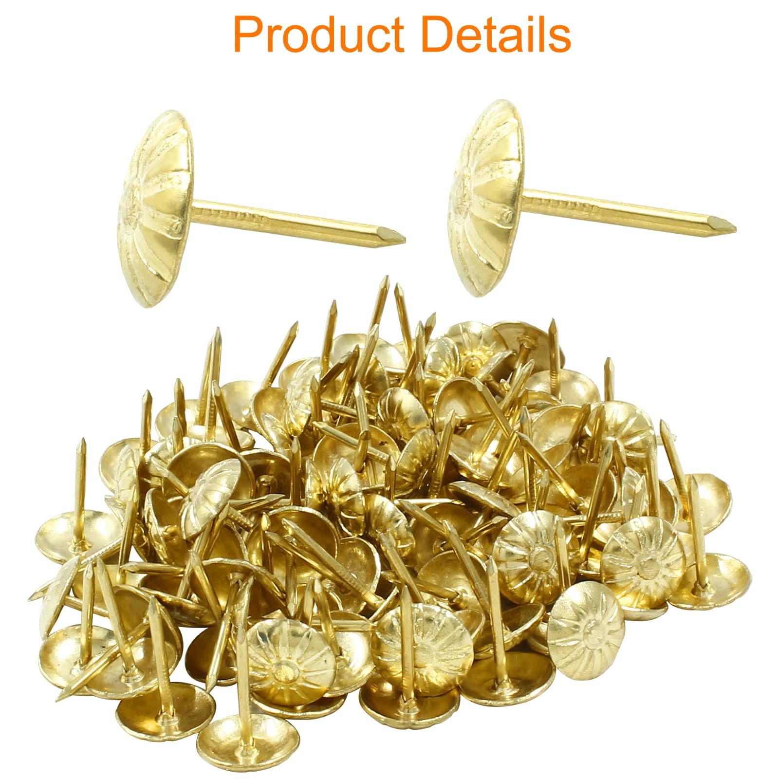 100pcs Brass Upholstery Tacks Decorative Nails Daisy Studs for Furniture