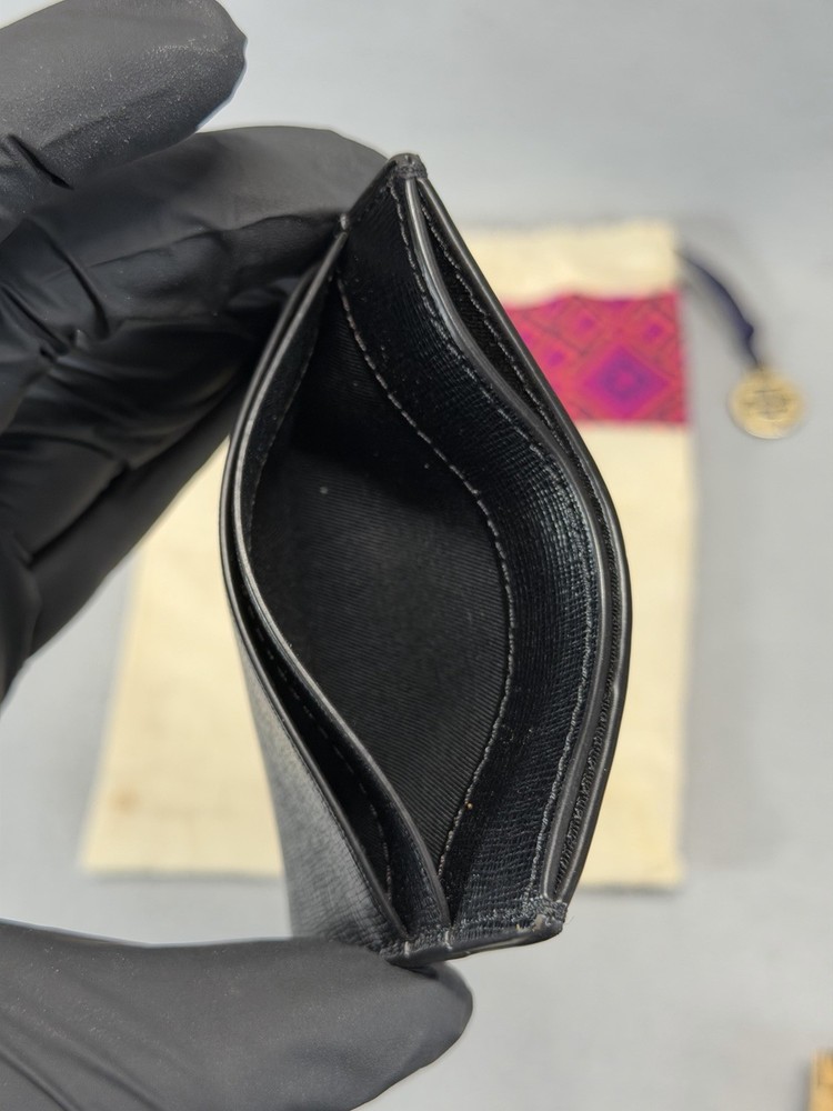 Tory Burch Robinson Leather Card Case Black