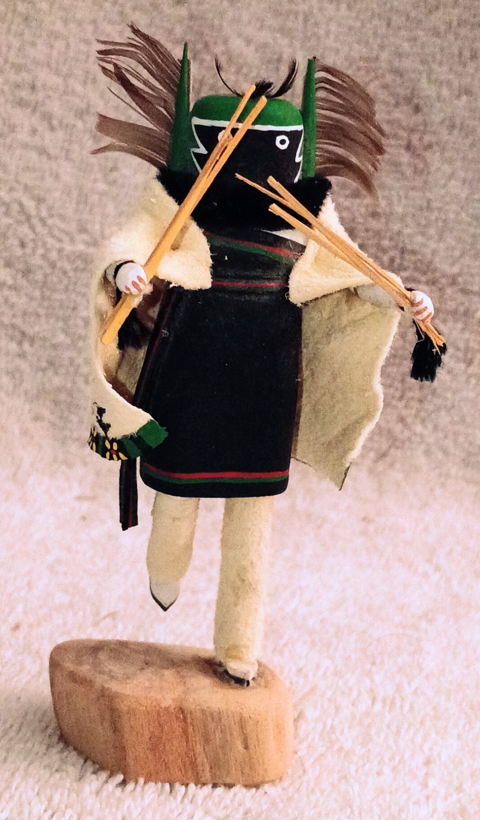 Two Miniature Hopi Kachinas Crow Mother And Bear Kachina Signed A.E. Lewis