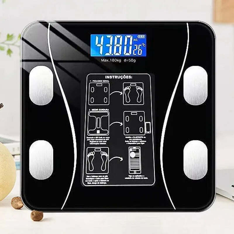 Body Fat Digital Bathroom Smart Scale with Bluetooth Technology Black