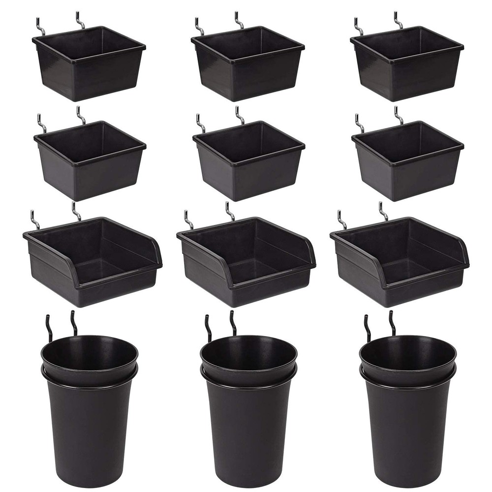 G.CORE 12 Pack Pegboard Bins PegBoard Cups with Hooks & Loops, Peg Hooks Asso...