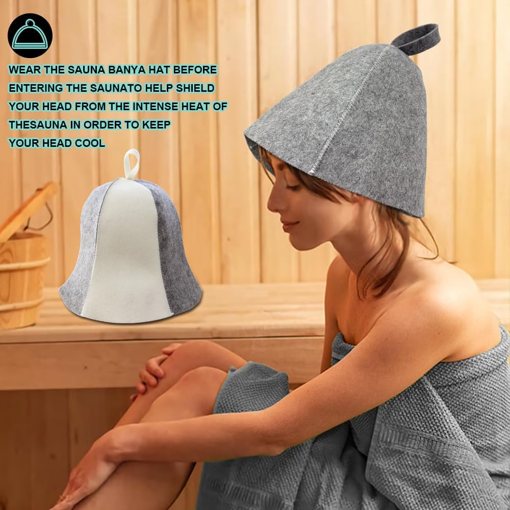 2 Pack Sauna Hat Polished Wool Hat for Sauna Wool Cap for Sauna Banya Bath