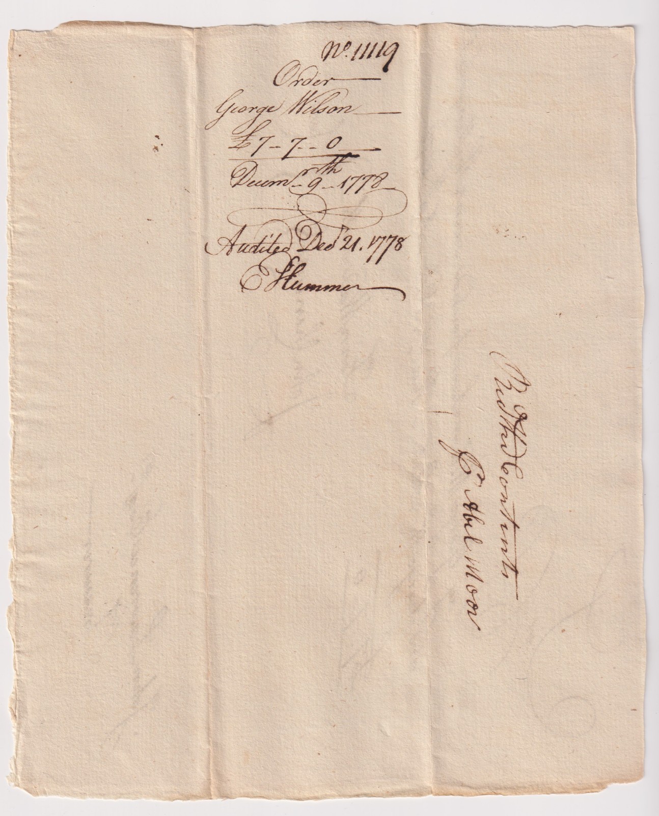 1778 Revolutionary War Document Connecticut Pay Order