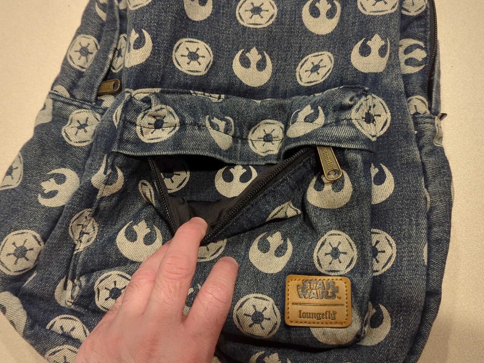 Star Wars Denim Imperial Insignia Backpack- Disney- Loungefly- Rebel-Adjustable