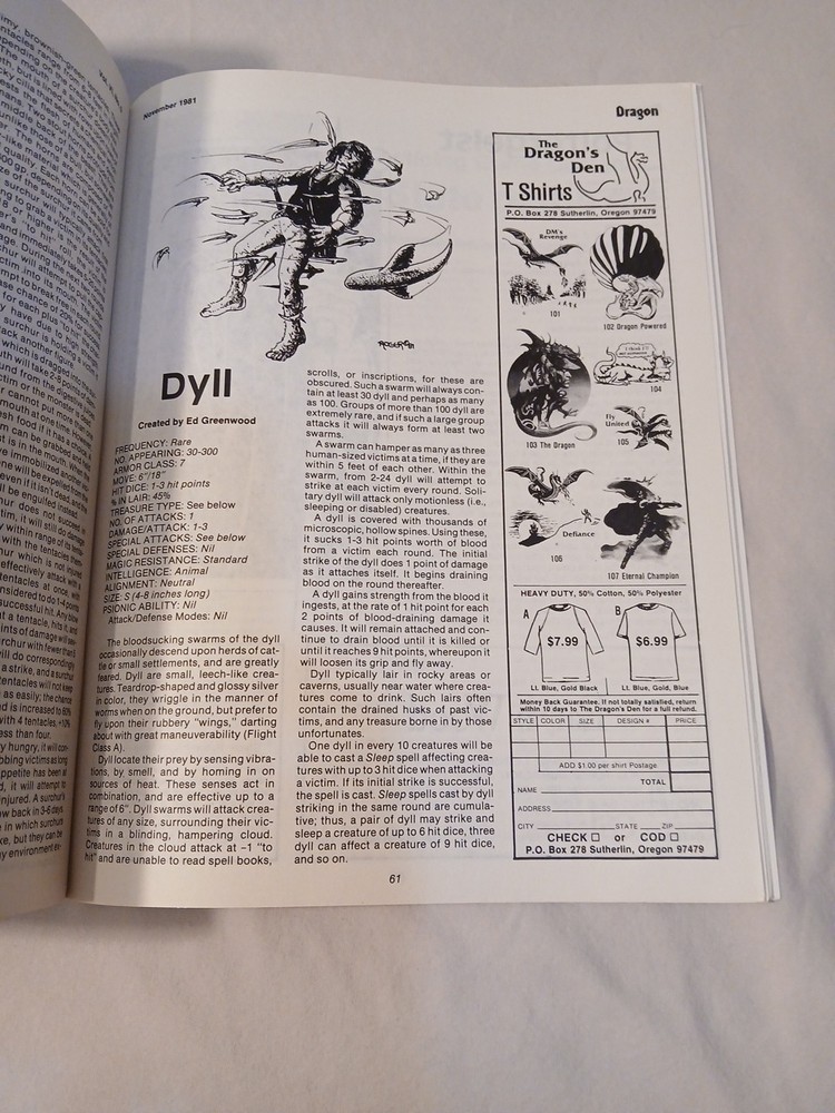 Vintage Dungeons And Dragons Dragon Magazine #55 Missing Insert Module