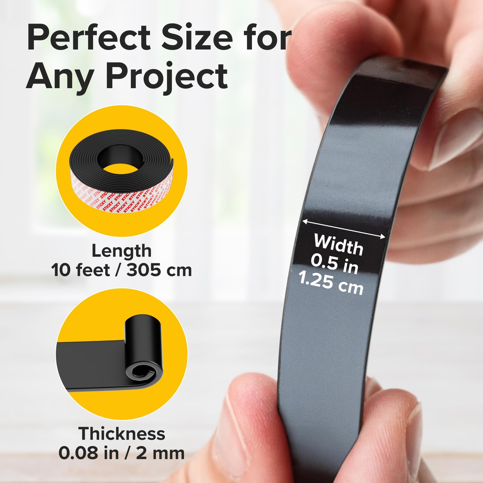 Super Sticky Magnetic Tape 10ft x 1/2in Strong Magnet Strip Adhesive NEW