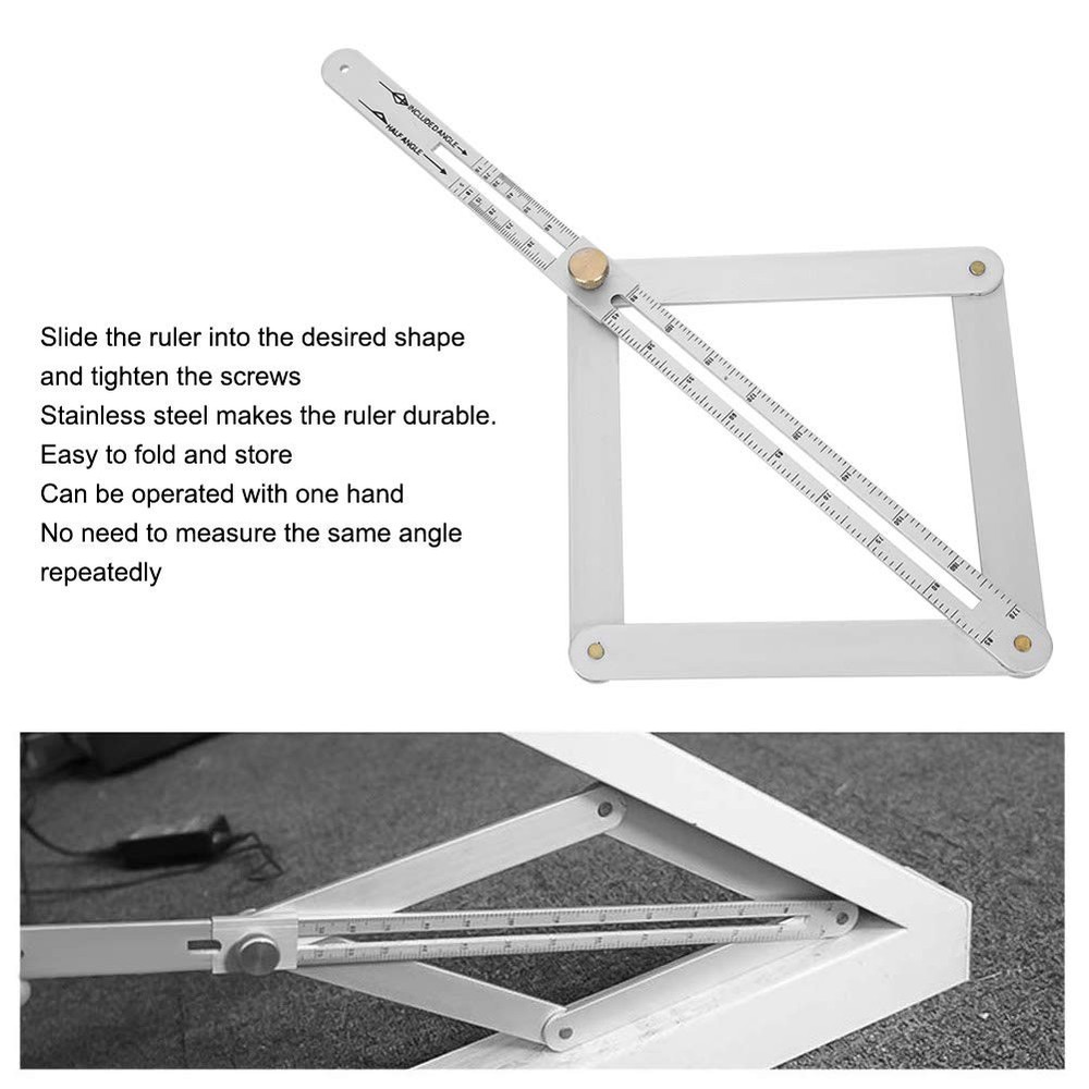Corner Angle Finder, 4?Fold Multifunctional Angle Measuring Ruler, 0-170°