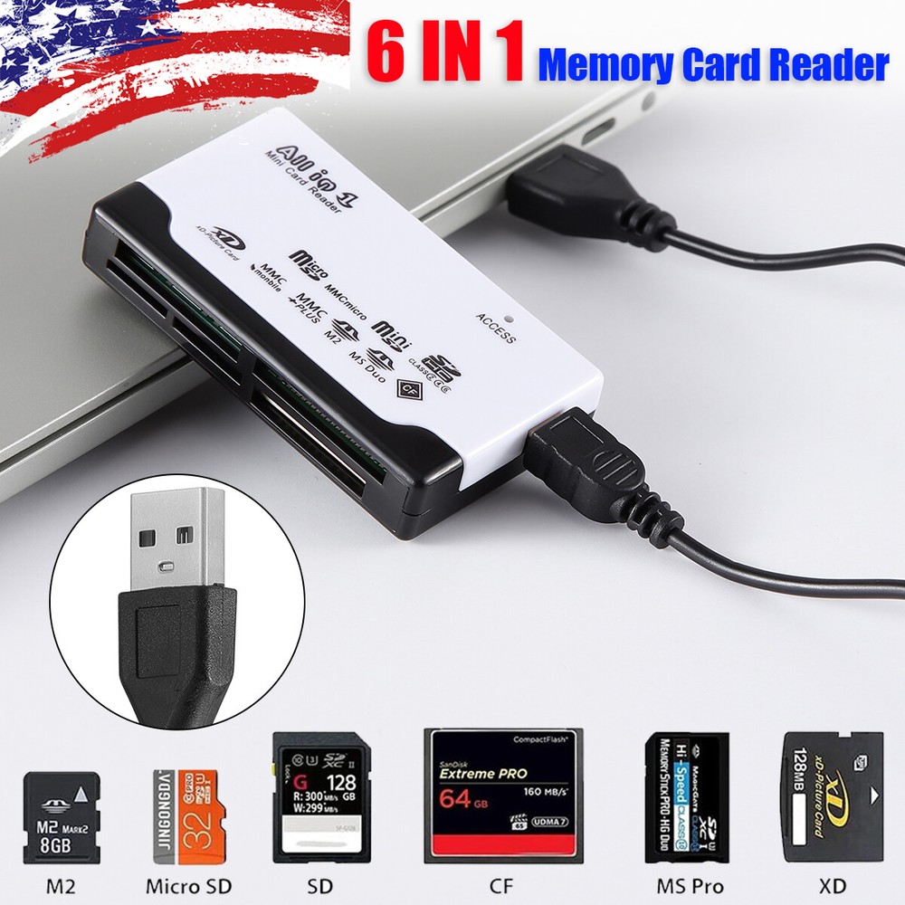 All In One USB 2.0 Memory Card Reader Adapter Support TF CF SD Mini SD MMC MS XD