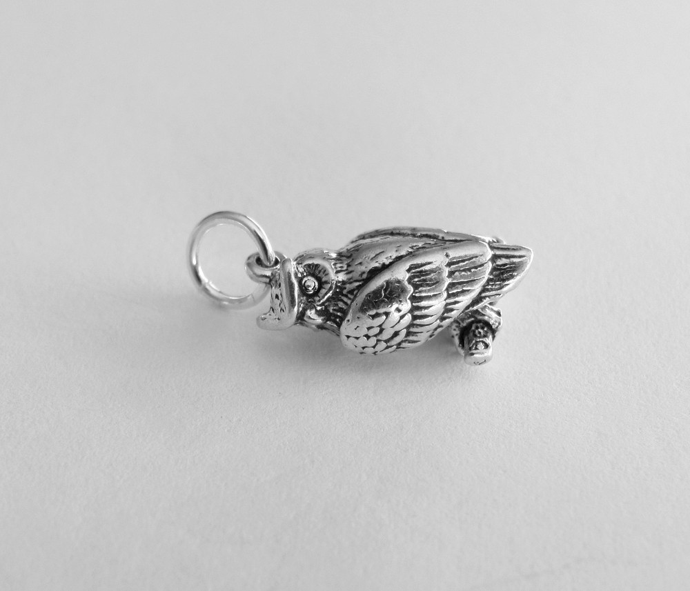 Sterling Silver 3d Owl on branch charm