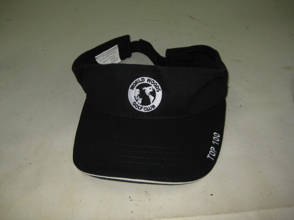 World Woods Golf Course Visor Top 100 black