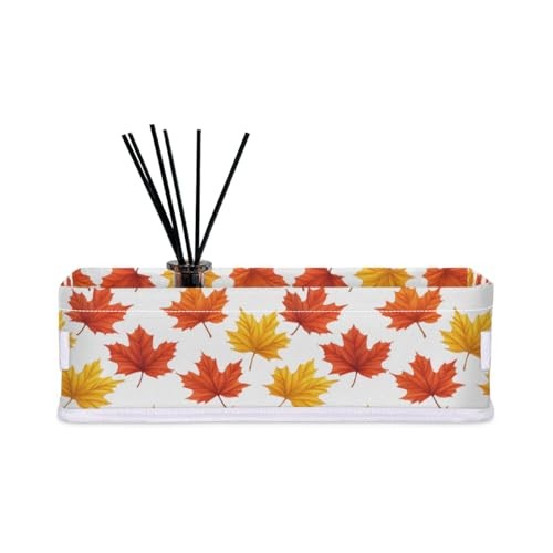 Bathroom Basket Foldable Toilet Tank Topper Autumn Maple Leaves Fall Pattern