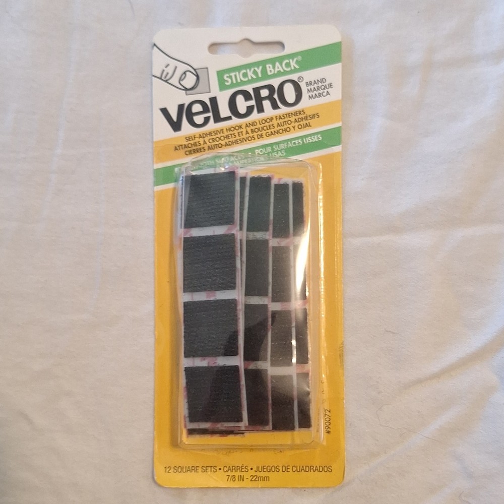 VELCRO Adhesive Hook & Loop Dots Black 12 Square Sets MPN 90072