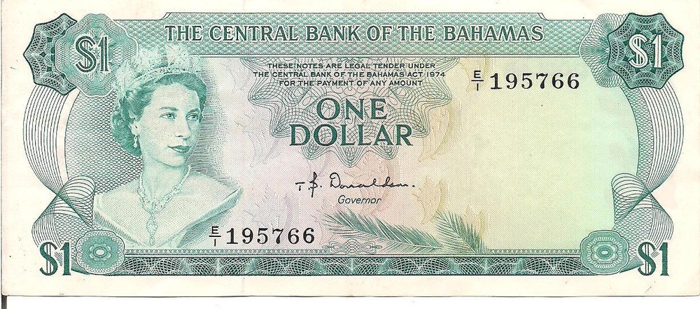 BAHAMAS, $1 ,QEII, L. 1974