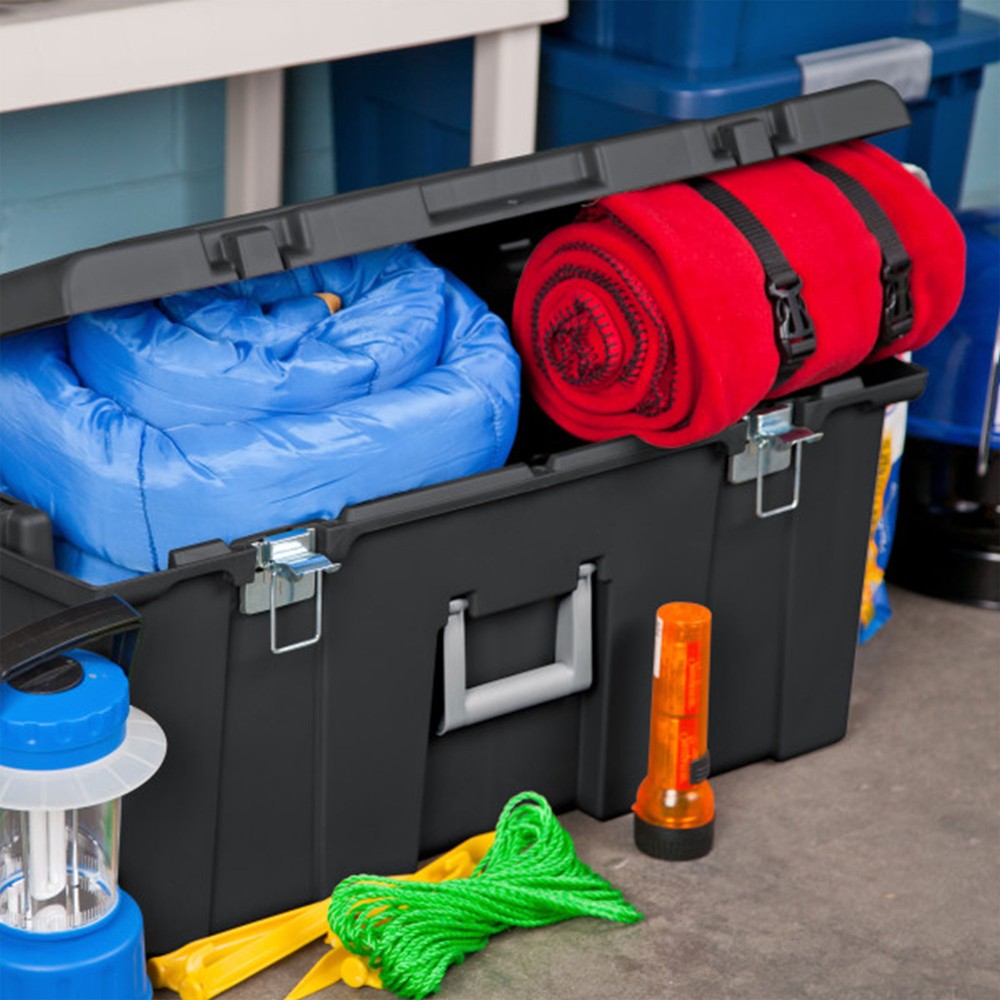 Sterilite Footlocker Stackable Storage Bin with Latching Lid with Wheels, 2 Pack