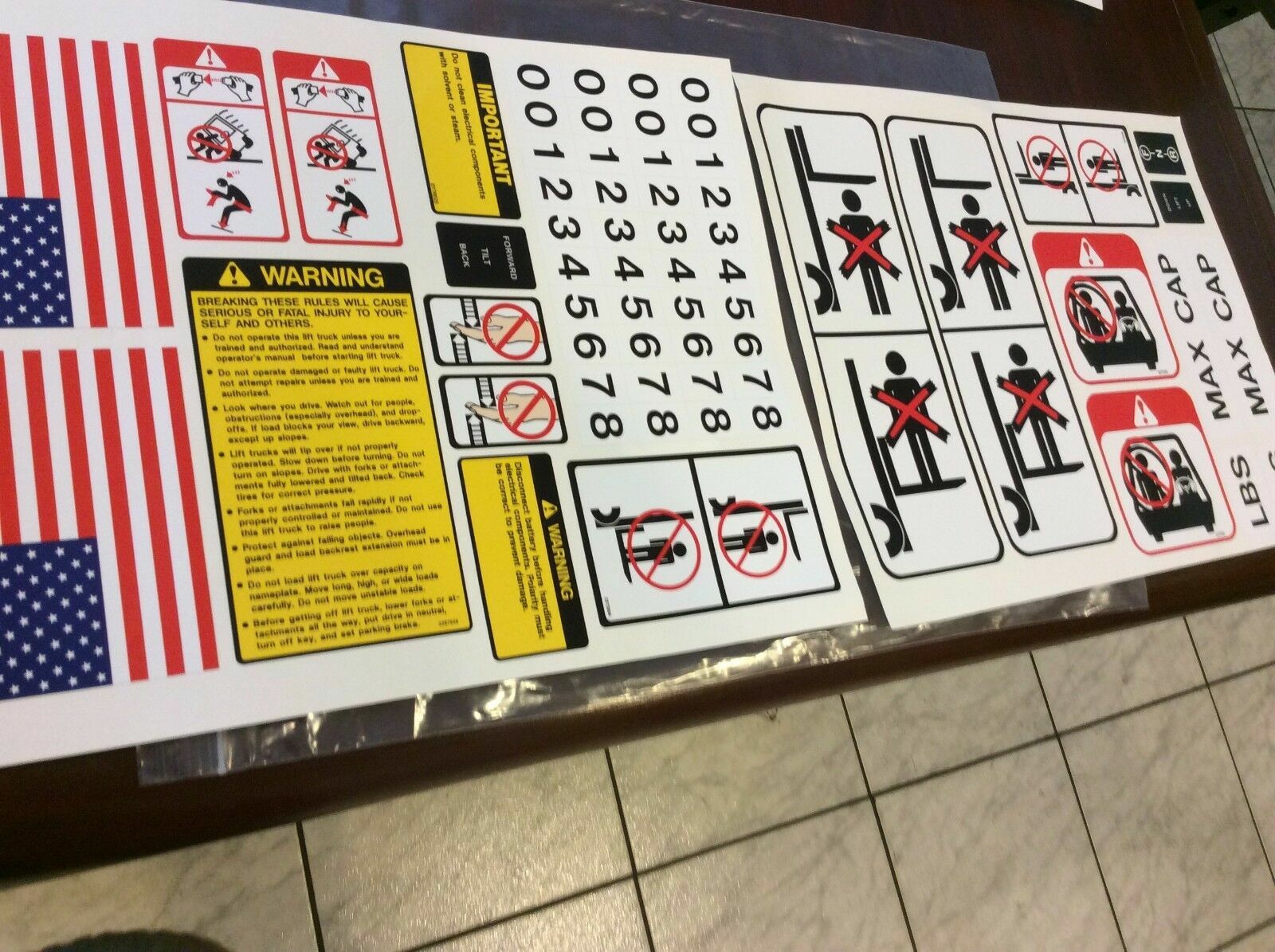 Mitsubishi Forklift decal kit With Safety decals