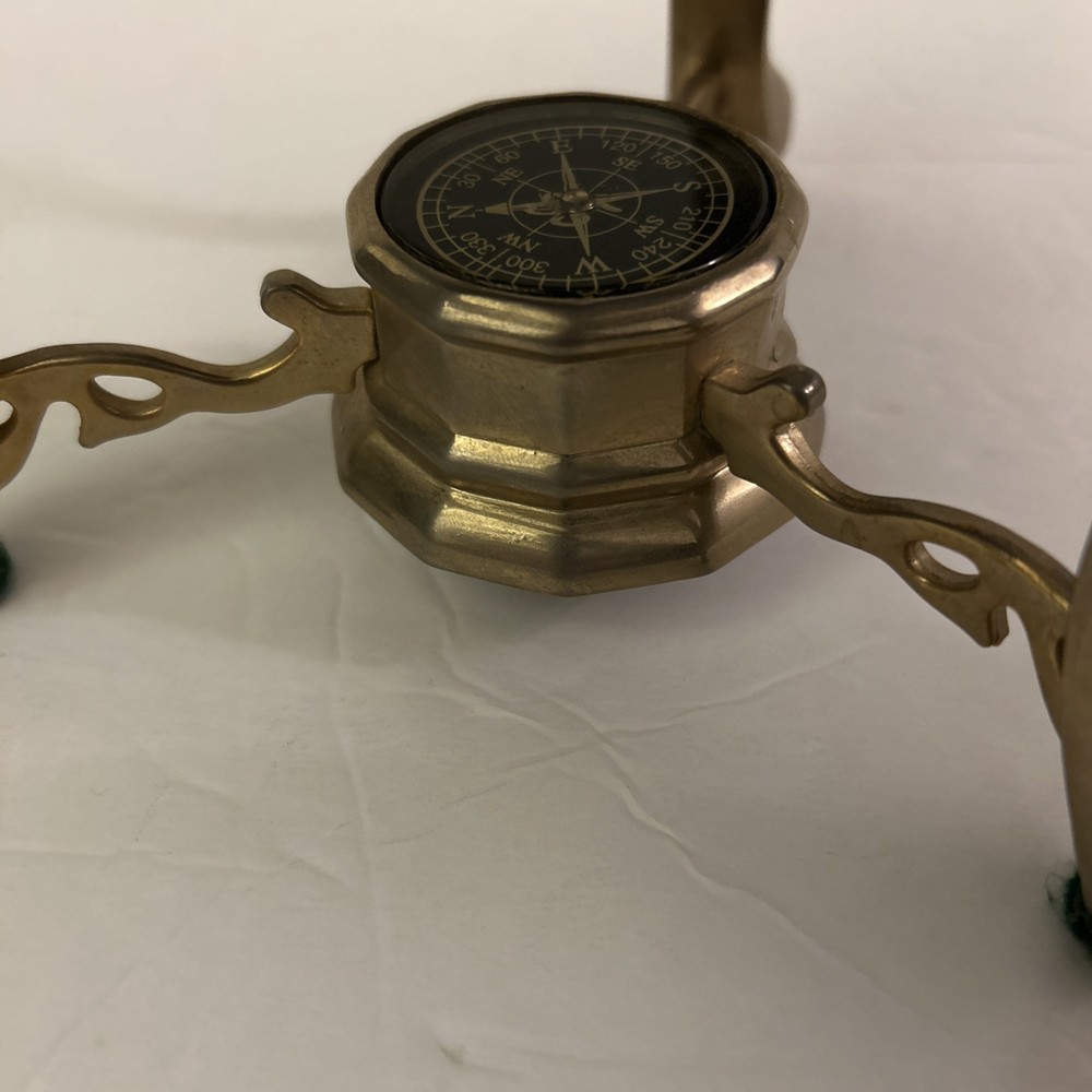 Blue Lapis Globe Ocean 8” Table Top Gemstone World Gold Tripod Compass