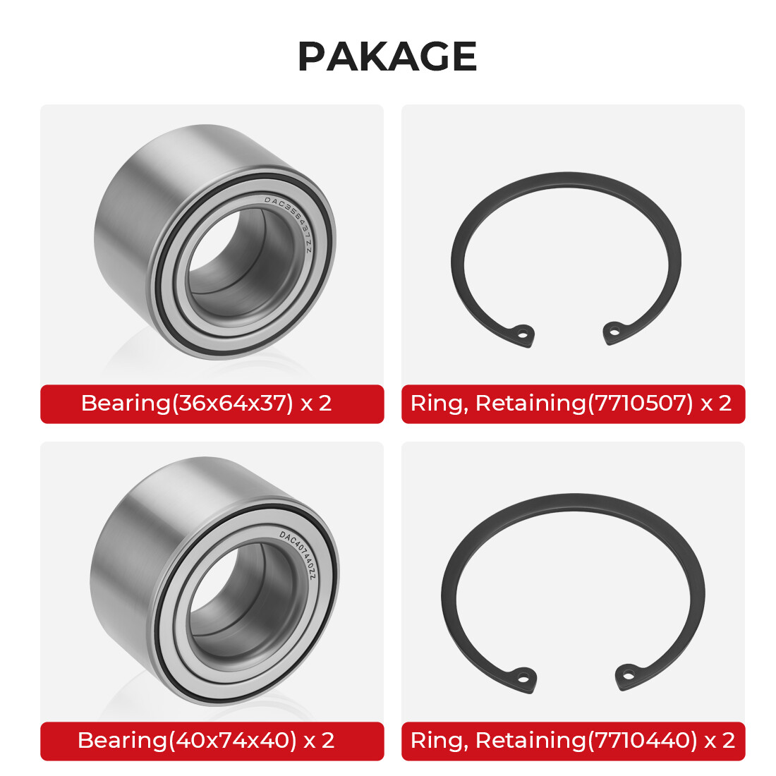 Front &Rear Wheel Bearings Kit for Polaris Ranger 570 Ranger XP 570 Crew 14-2023