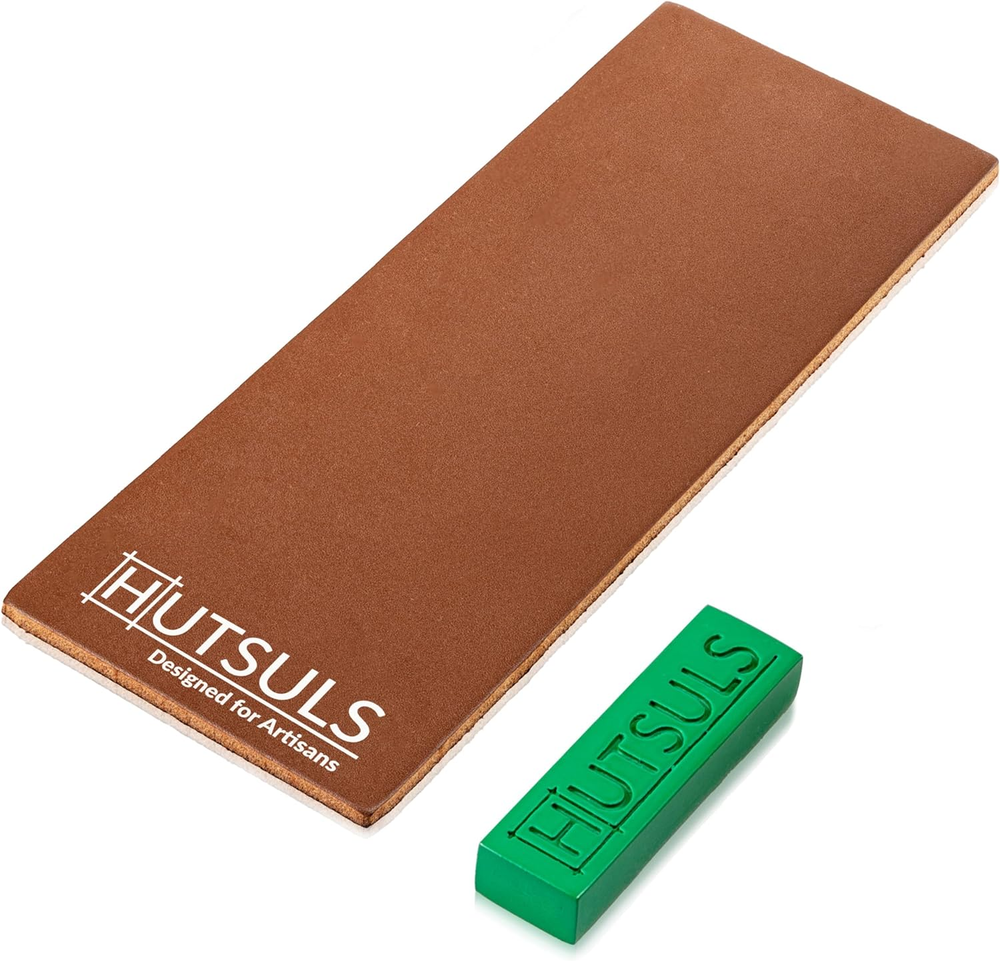 Brown Leather Strop with Compound - Get Razor-Sharp Edges with Stropping Kit,