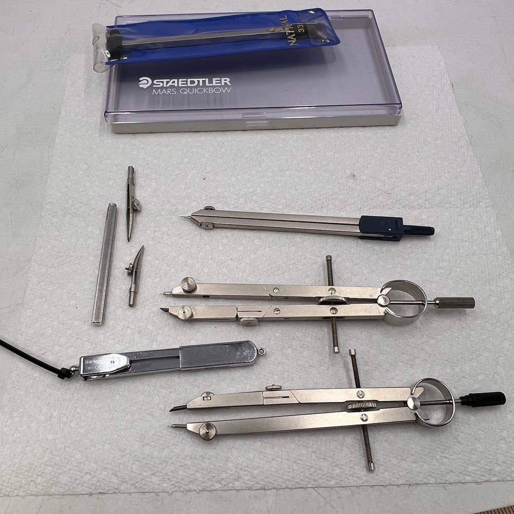 STAEDTLER MARS QUICKBOW National Kern Compass Drafting tools lot (case broken)
