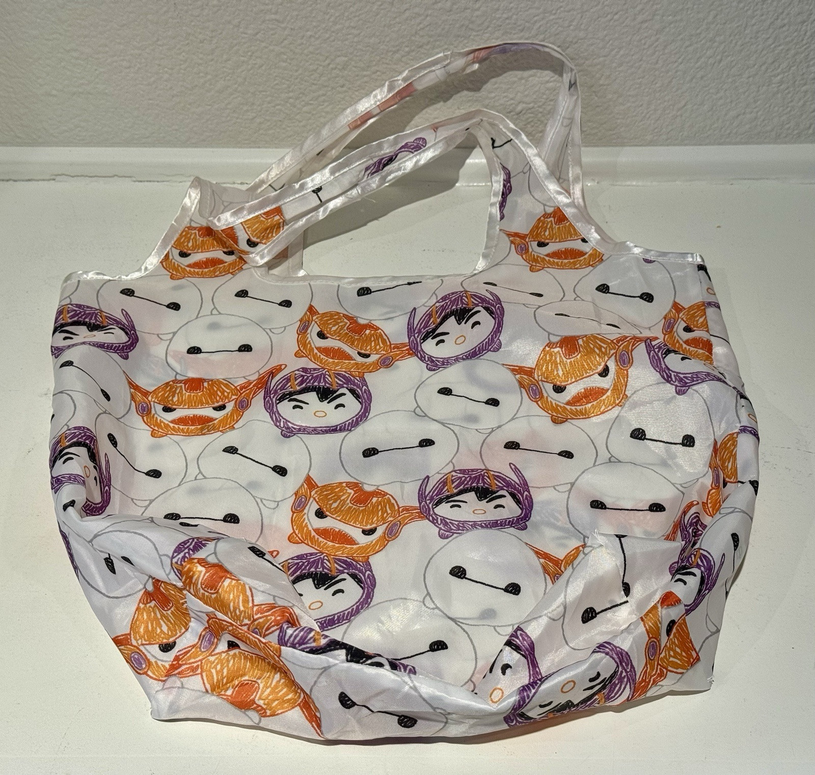 Disney Tsum Tsum Baymax Hiro Big Hero 6 Nylon Tote Bag Reusable All Over Print