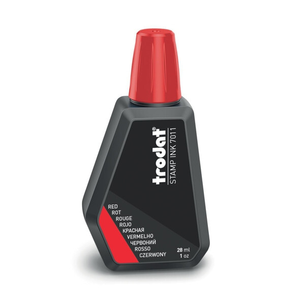 Trodat Stamp Ink 7011 - Refill Stamp Pad Ink - 1 oz. Bottle - RED INK