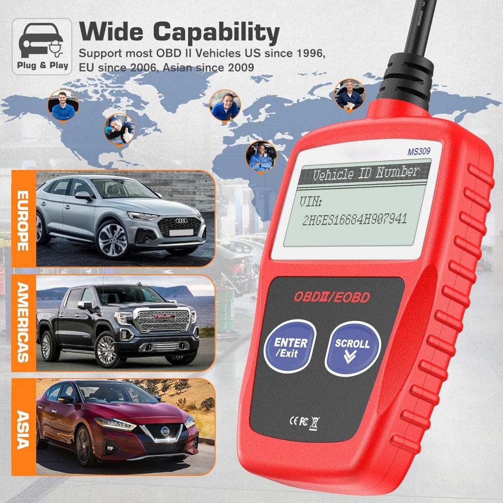 MS309 Automotive Code Reader OBD2 Scanner Diagnostic Tool Car Check Engine Fault