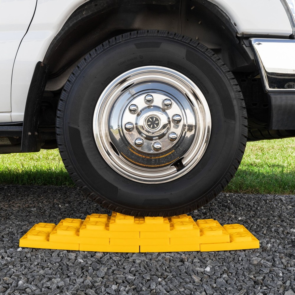 10 Pack RV Leveling Blocks Jack Pads Trailer Levelers Resin Stackable W/ Handle