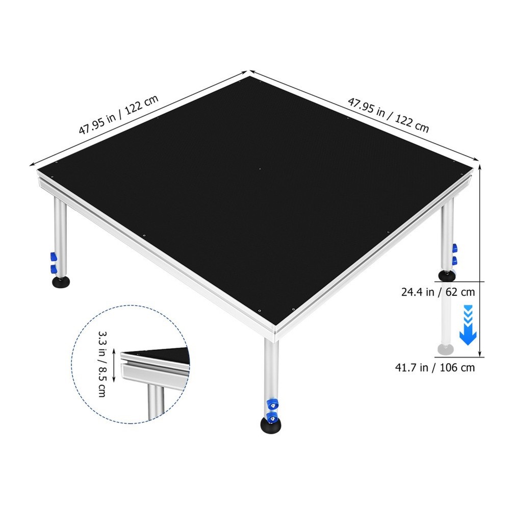 4×4 ft Portable Stage Platform Adjustable Height Stage & Foldable Legs 24''-40''