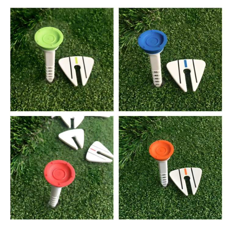 4 PCS Adjustable Golf Tee | Unbreakable Plastic | 5 Height Settings | Triangular