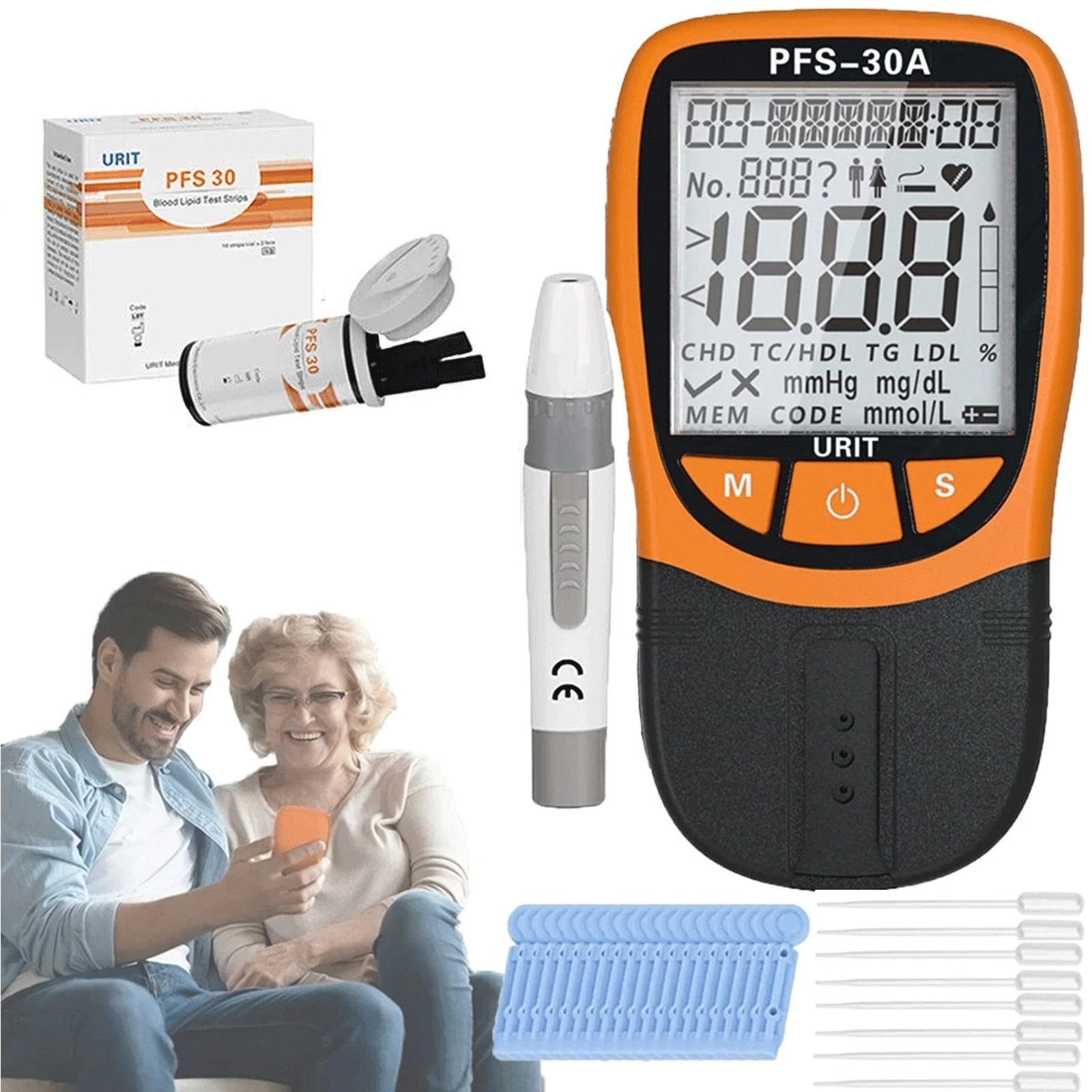 5-in-1 Home Cholesterol Test Kit Blood Lipid Triglycerides Monitor Fast Results