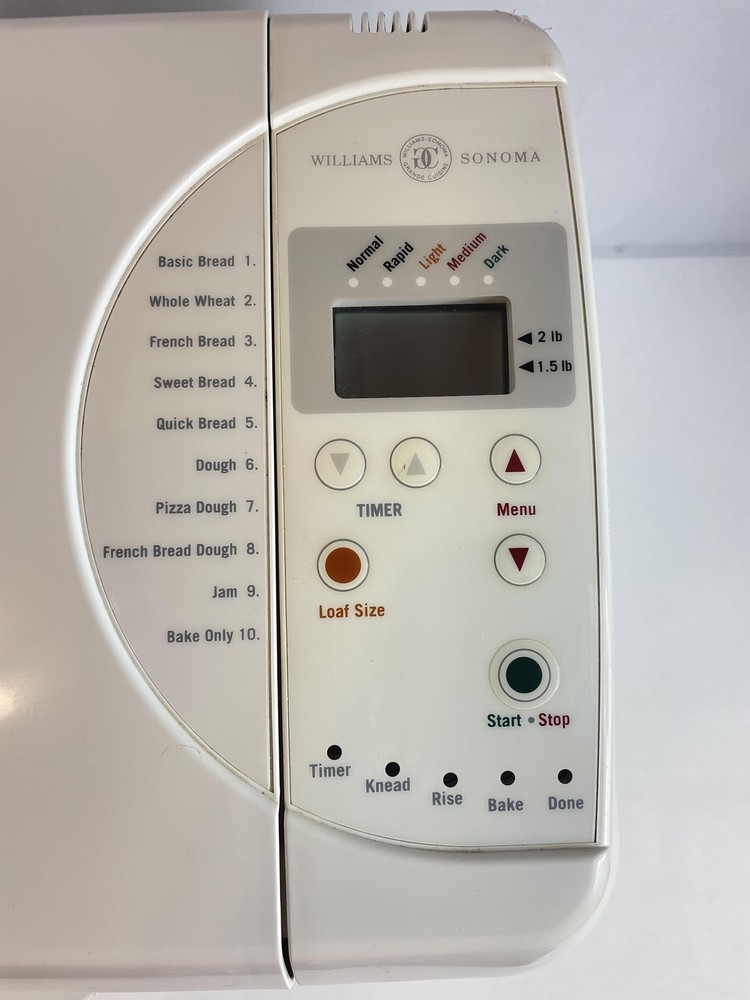 Williams Sonoma Bread Machine WS0797 2lb 1.5lb Programmable Maker White With Pan