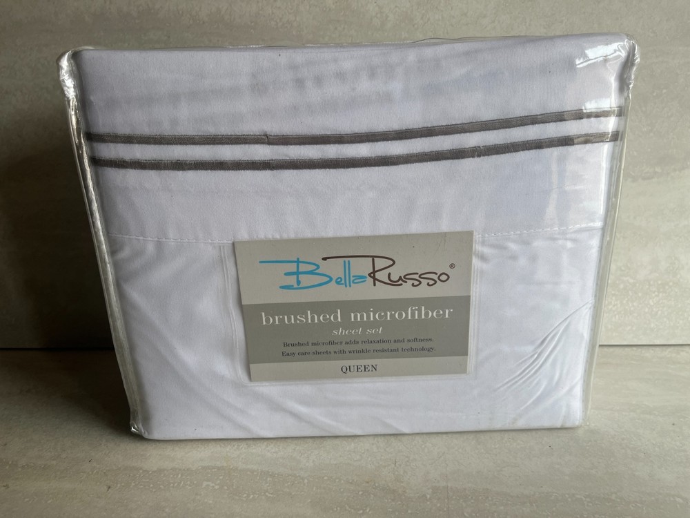 Bella Russo Brushed Microfiber Sheet Set Queen Size White