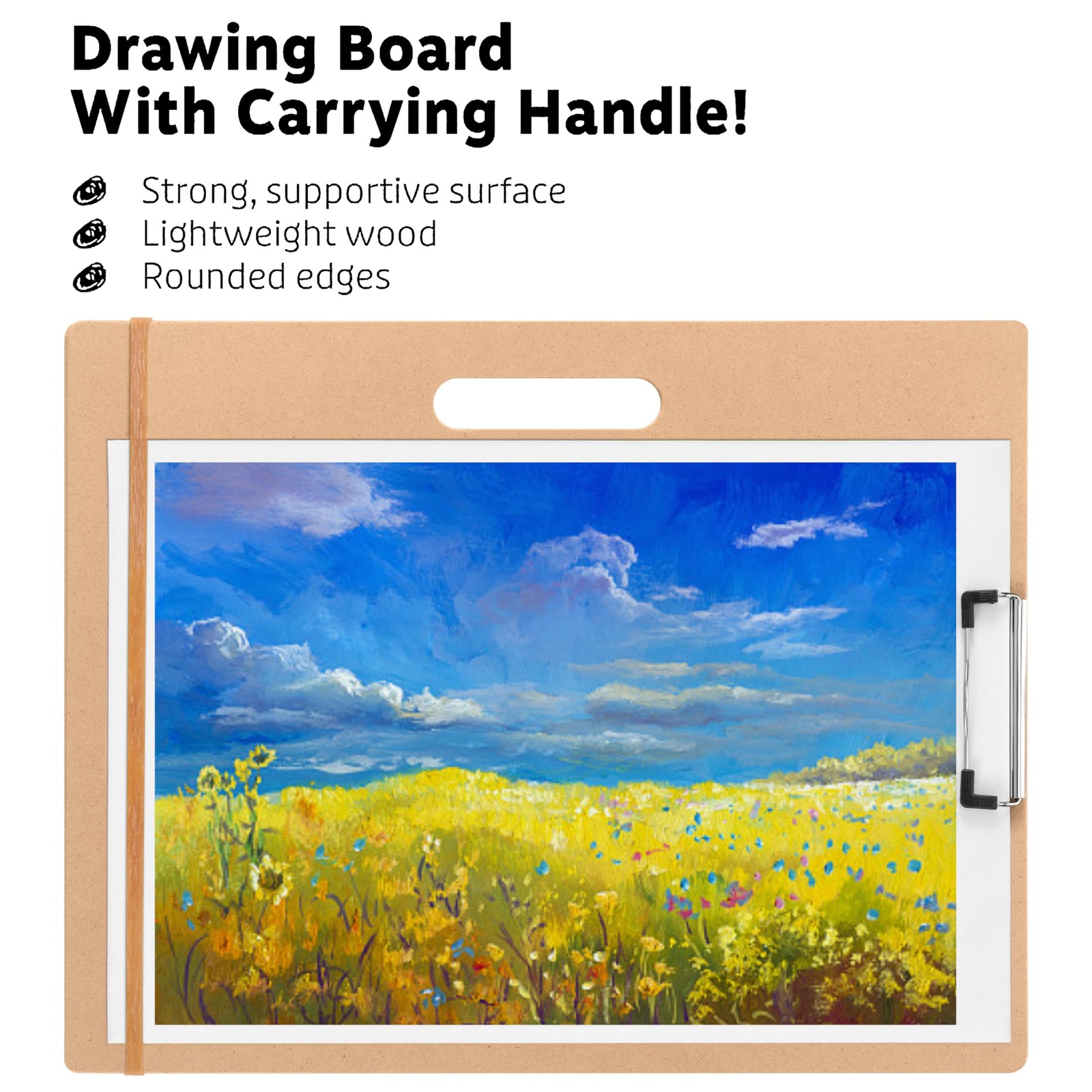13" x 17" Artist Sketch Board with Handle - Portable Clipboard for Painting a...
