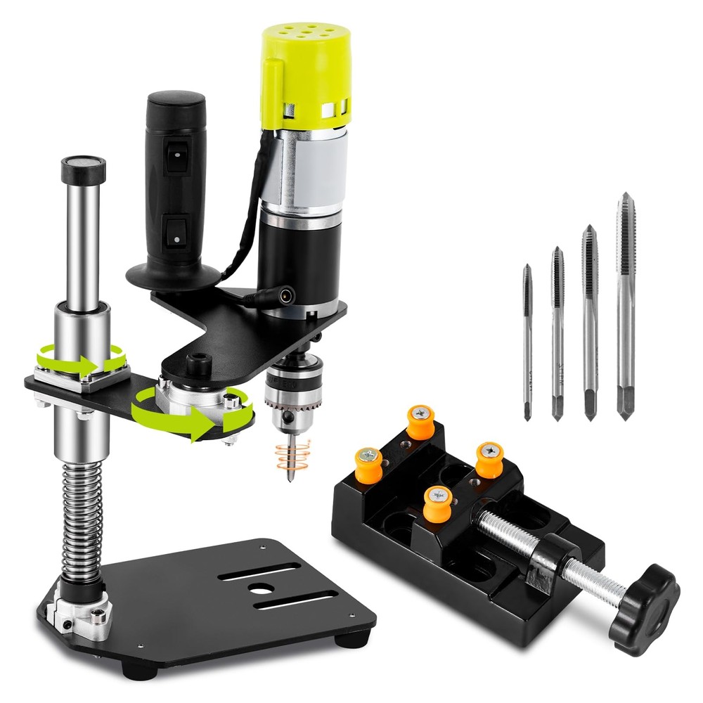 M3-M6 Tapping Machine Adjustable Tapping Tool with Bench Vice & 4 Taps, Verti...