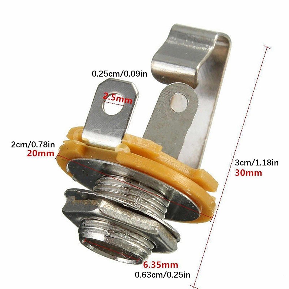 10Pcs Mono 1/4" 6.35mm ID Socket Jack Connector Panel Mount Guitar Plate