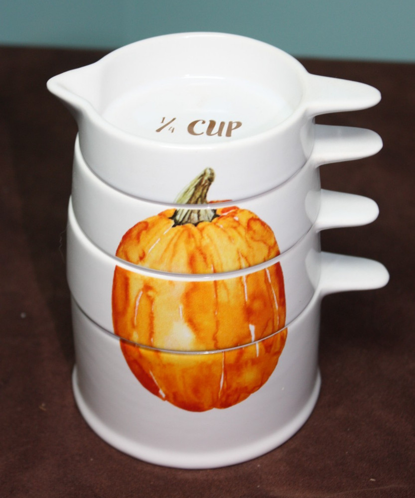 Whimsical PUMPKIN Ceramic Stacking Measuring Cups Set