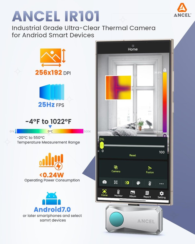 ANCEL IR101 PLUS Compact Night Thermal Imaging Camera for USB-C Android Devices