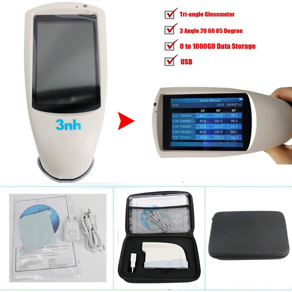 Multi-Angle Gloss Meter with Angle 20°/60°/85° 0-1000GU Division Value 0.1GU
