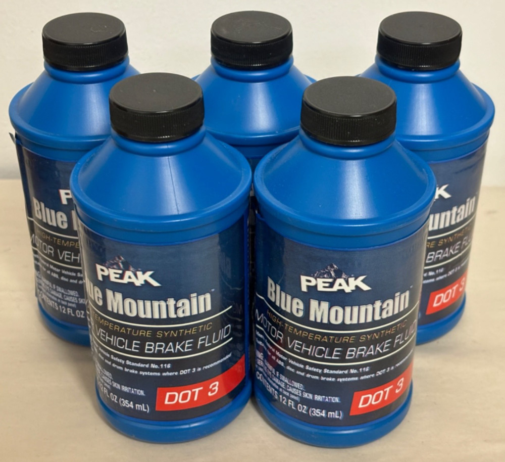 5 PACK - PEAK Blue Mountain DOT 3 Brake Fluid - Unopened