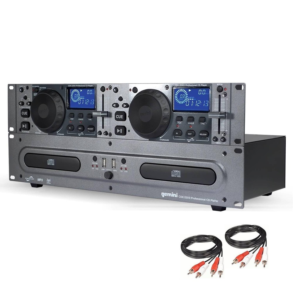 Gemini Dual CD/USB DJ Media Player – 2-Deck Rackmount CD Player (CDX-2250i)