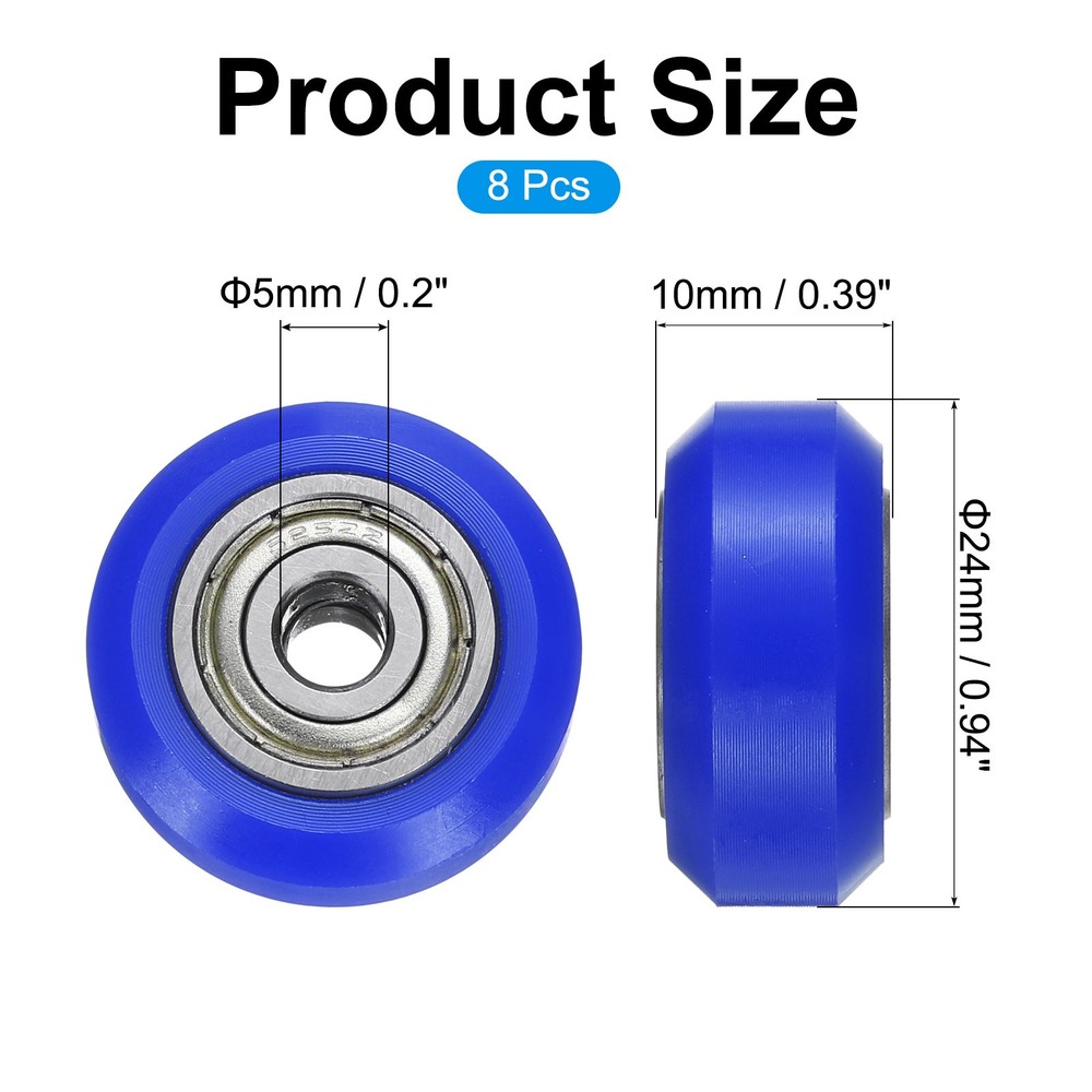 8Pcs 3D Printer Wheel with 625ZZ Linear Bearing for 3D Printer, Blue