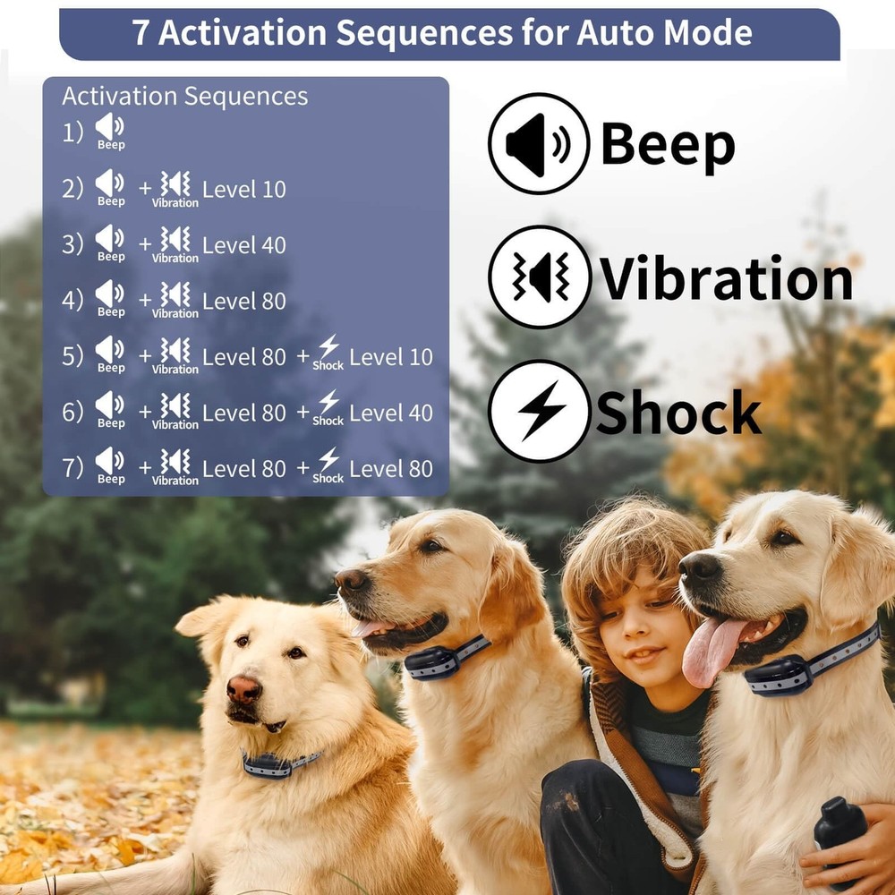 PetJoy Bark Collar with Remote, Bark and Training Collar Combo, Shock Collar ...