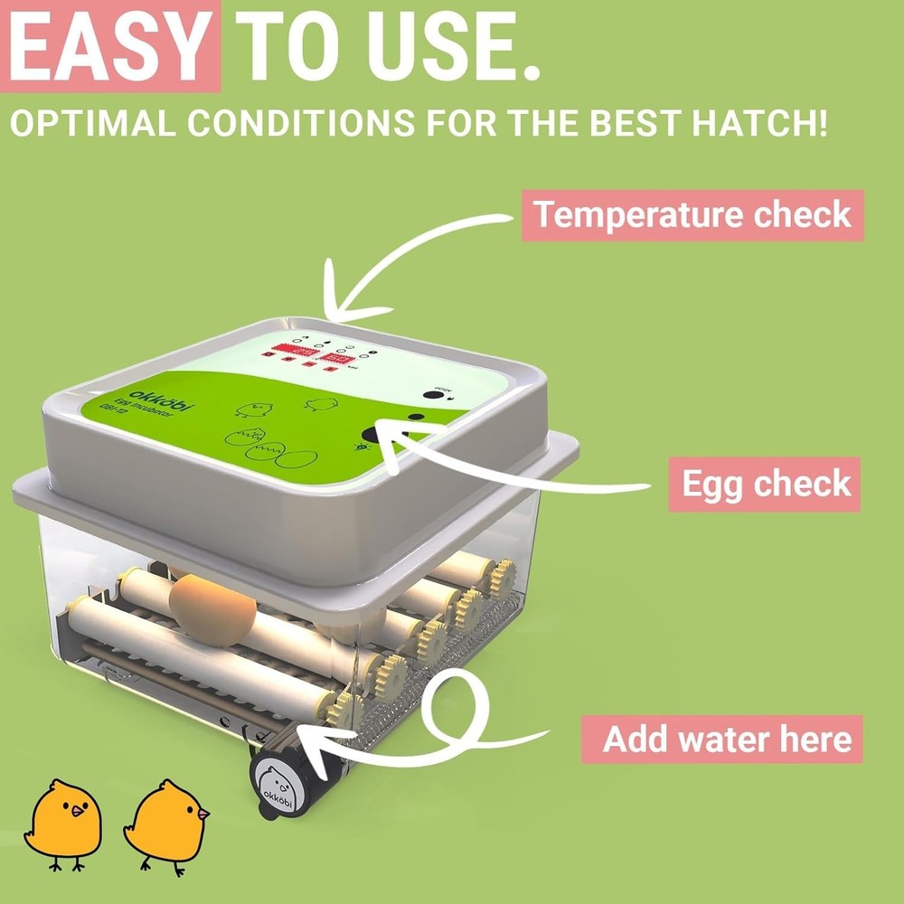 Incubators for Hatching Eggs - 12 Eggs - Ideal All Ages | Egg Incubator with ...