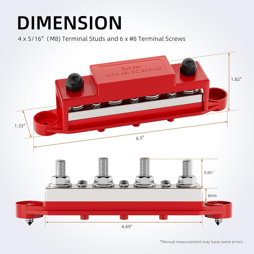 High-Performance 12V Bus Bar - 400A with Copper Construction for Automotive Use