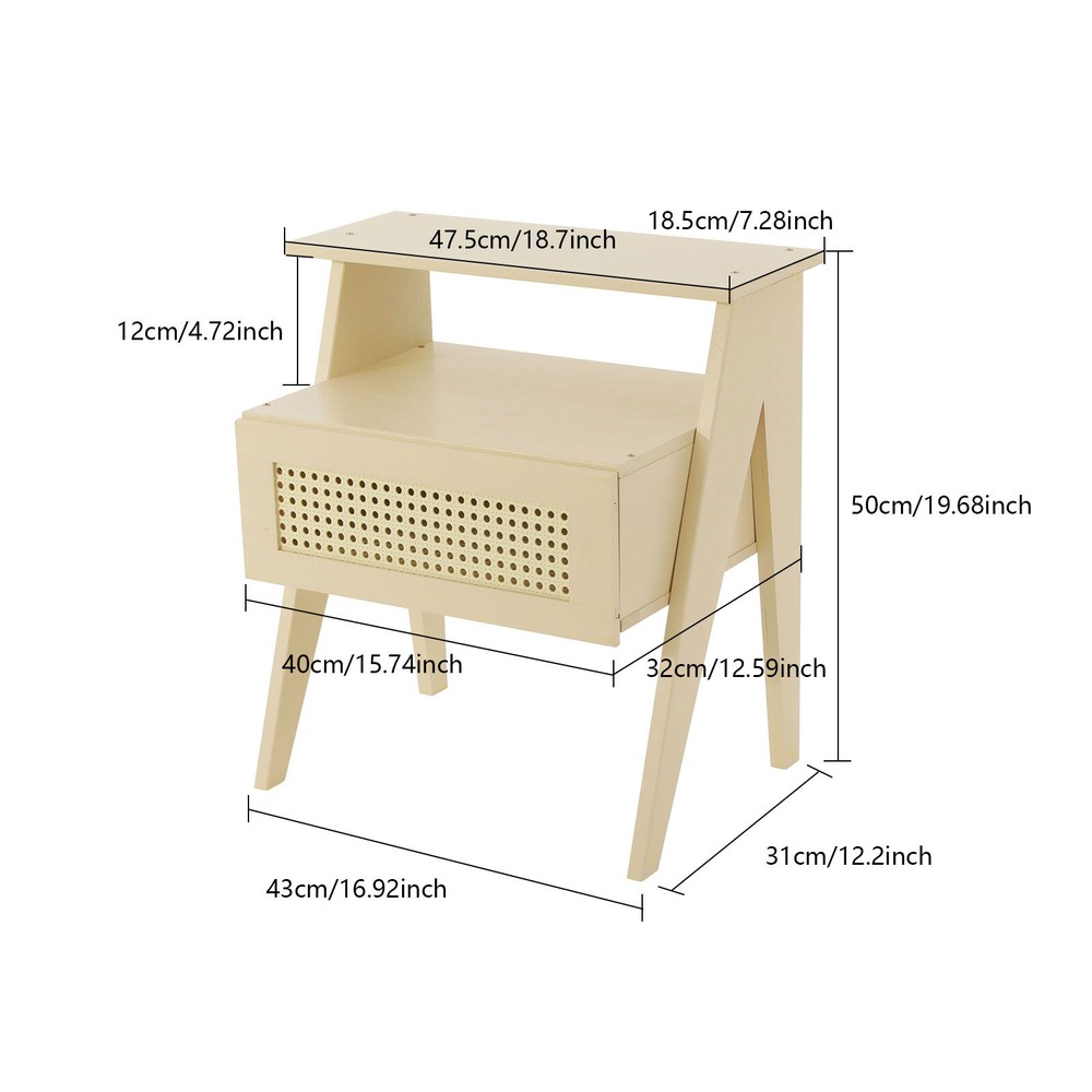 Bedside Table, Office Sofa Side Table Floorstanding Bedside Table With Drawer